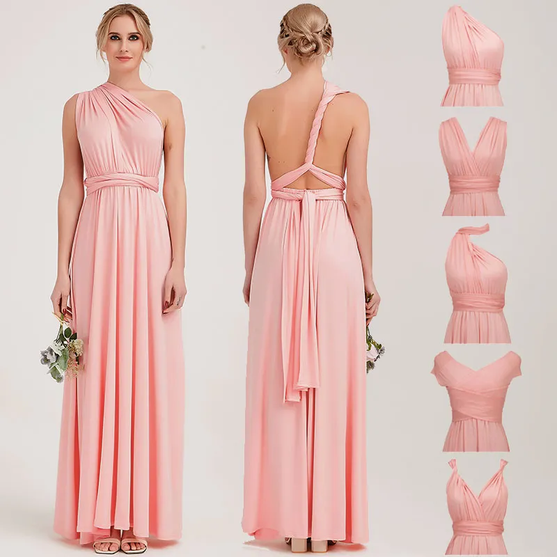 [Final Flaw Sale] Infinity Wrap Pink Bridesmaid Dress Convertible Gown