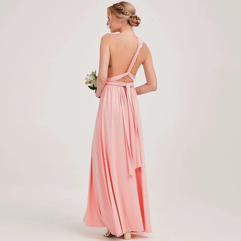 [Final Flaw Sale] Infinity Wrap Pink Bridesmaid Dress Convertible Gown