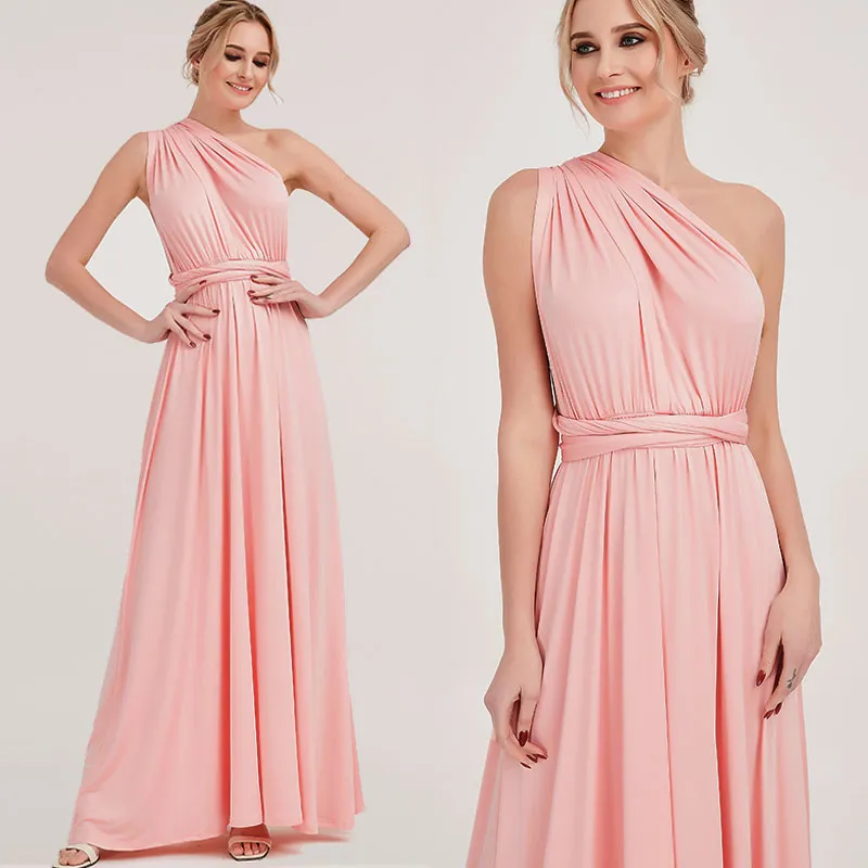 [Final Flaw Sale] Infinity Wrap Pink Bridesmaid Dress Convertible Gown