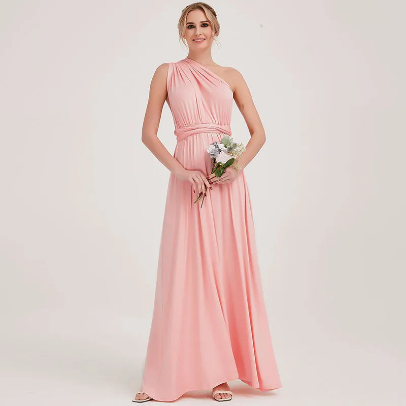 [Final Flaw Sale] Infinity Wrap Pink Bridesmaid Dress Convertible Gown