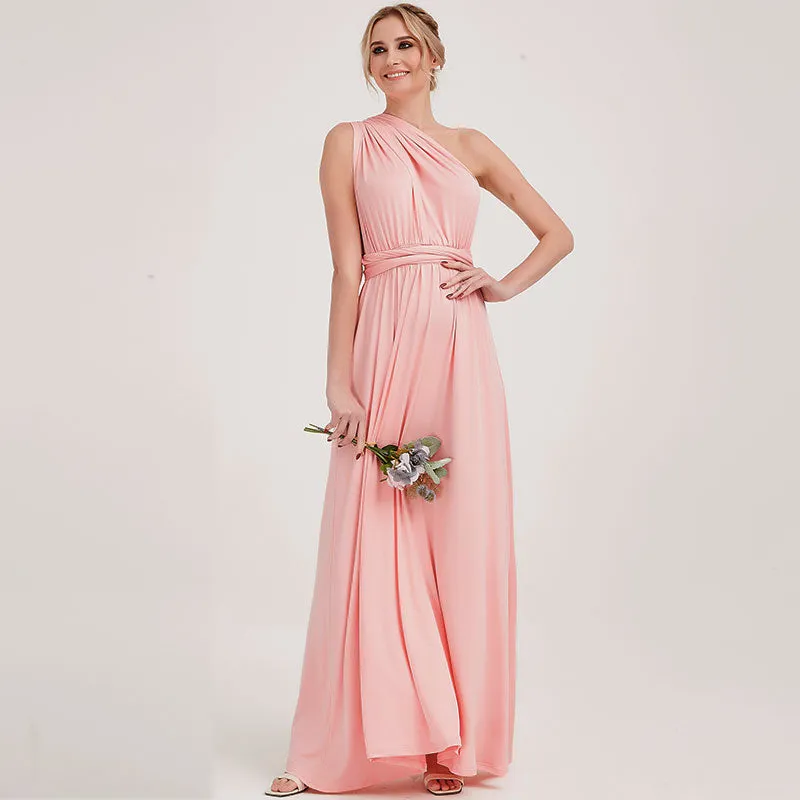 [Final Flaw Sale] Infinity Wrap Pink Bridesmaid Dress Convertible Gown