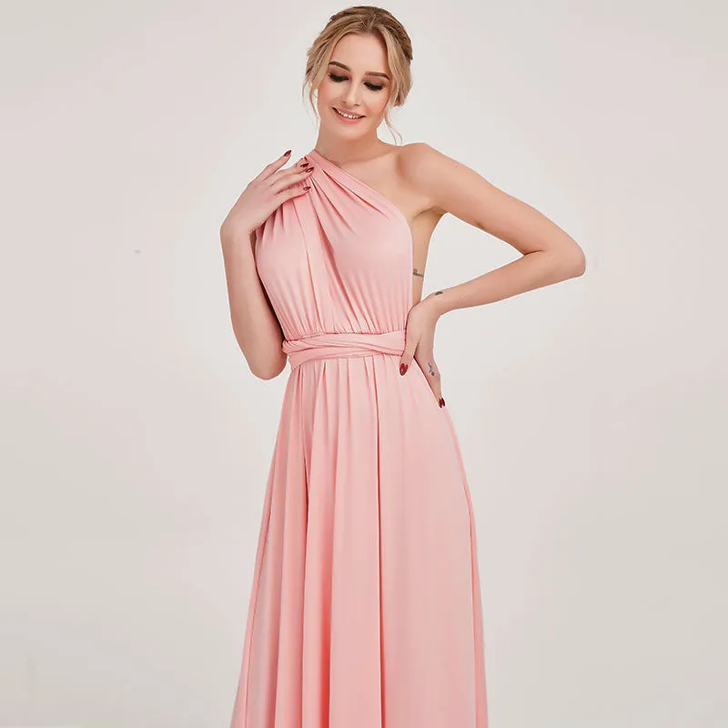 [Final Flaw Sale] Infinity Wrap Pink Bridesmaid Dress Convertible Gown