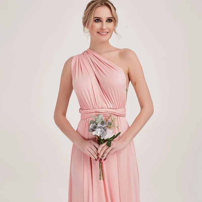 [Final Flaw Sale] Infinity Wrap Pink Bridesmaid Dress Convertible Gown