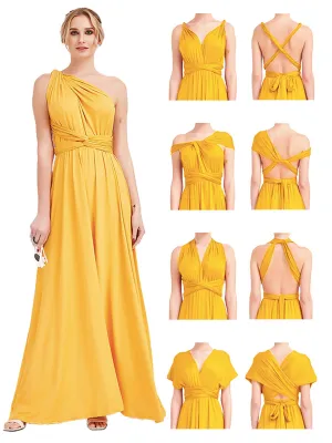 [Final Sale] Mustard Yellow Infinity Wrap Maxi Bridesmaid Dress