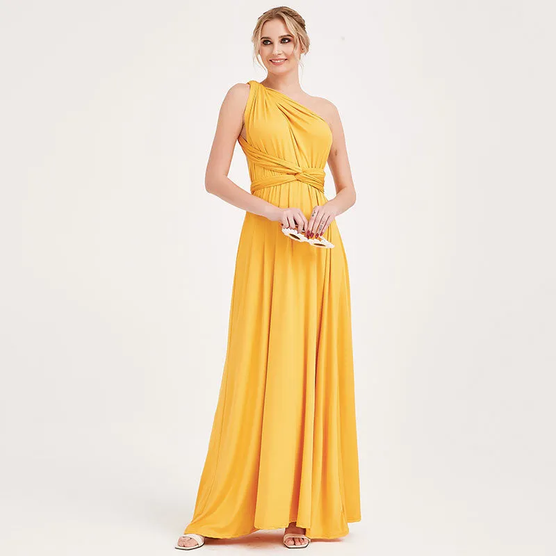 [Final Sale] Mustard Yellow Infinity Wrap Maxi Bridesmaid Dress