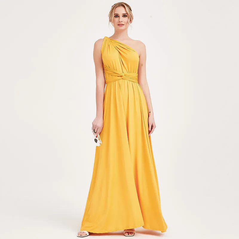 [Final Sale] Mustard Yellow Infinity Wrap Maxi Bridesmaid Dress