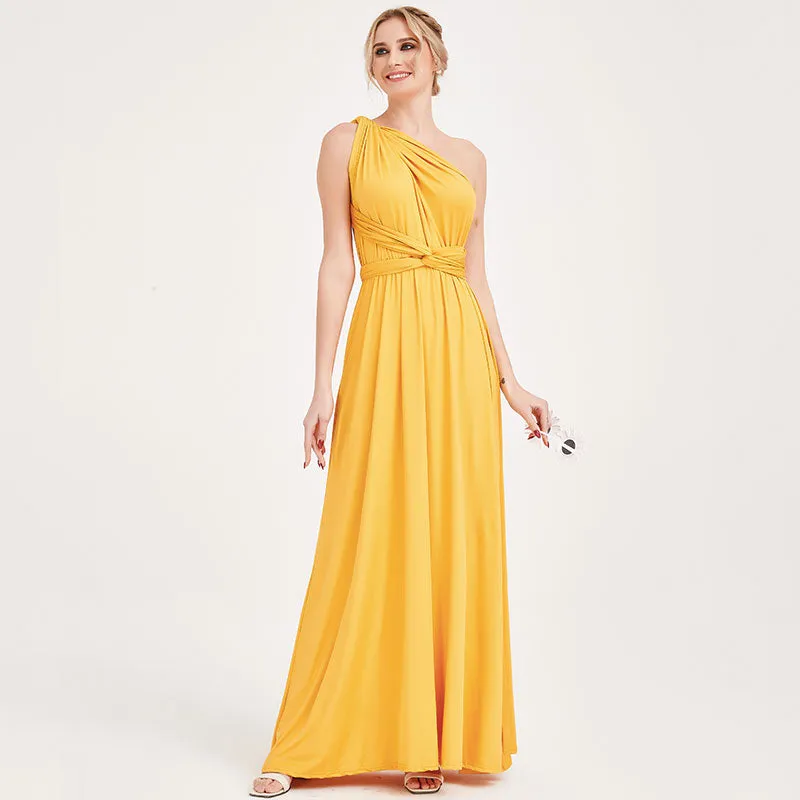 [Final Sale] Mustard Yellow Infinity Wrap Maxi Bridesmaid Dress