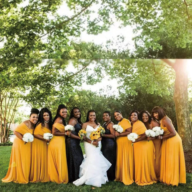 [Final Sale] Mustard Yellow Infinity Wrap Maxi Bridesmaid Dress