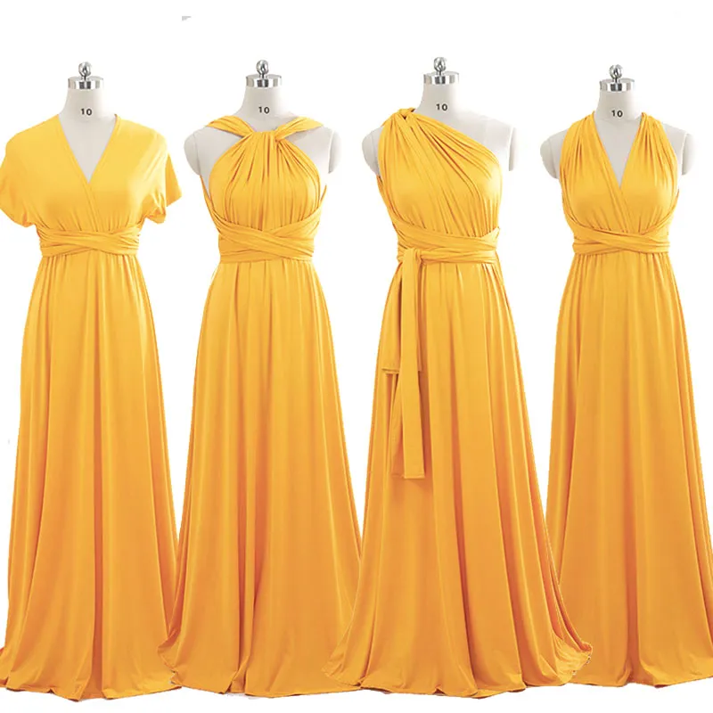 [Final Sale] Mustard Yellow Infinity Wrap Maxi Bridesmaid Dress