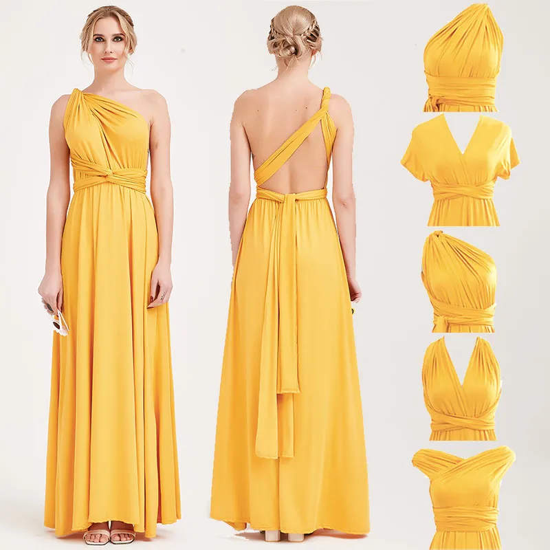 [Final Sale] Mustard Yellow Infinity Wrap Maxi Bridesmaid Dress