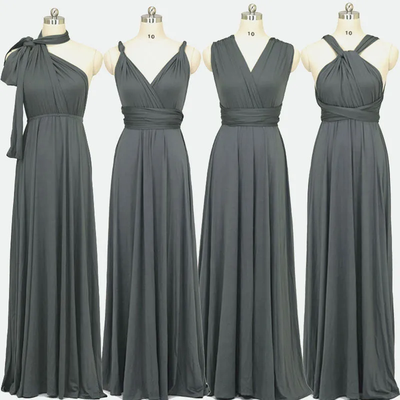 [Final Sale] Steel Grey Infinity Wrap Maxi Bridesmaid Dress