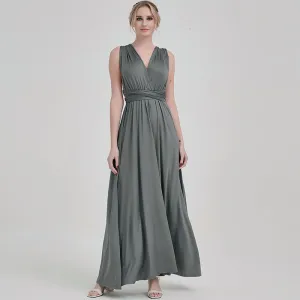 [Final Sale] Steel Grey Infinity Wrap Maxi Bridesmaid Dress