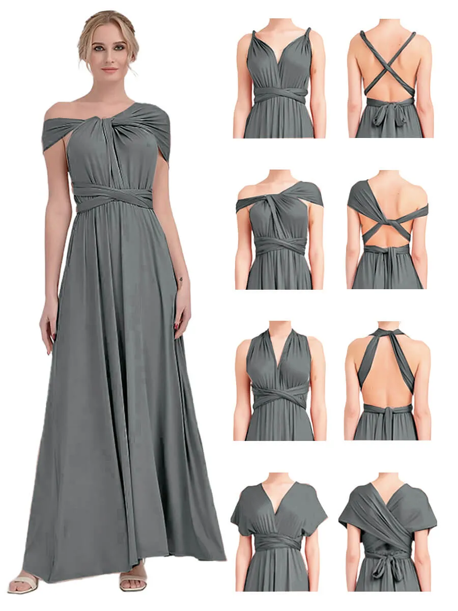 [Final Sale] Steel Grey Infinity Wrap Maxi Bridesmaid Dress
