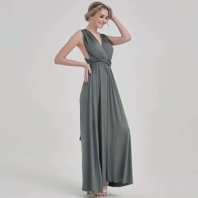 [Final Sale] Steel Grey Infinity Wrap Maxi Bridesmaid Dress