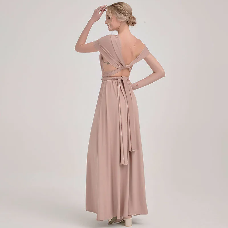 [Final Sale] Taupe Infinity Wrap Bridesmaid Convertible Dress