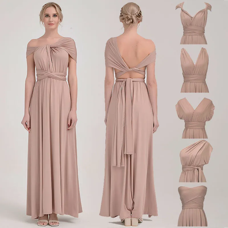 [Final Sale] Taupe Infinity Wrap Bridesmaid Convertible Dress