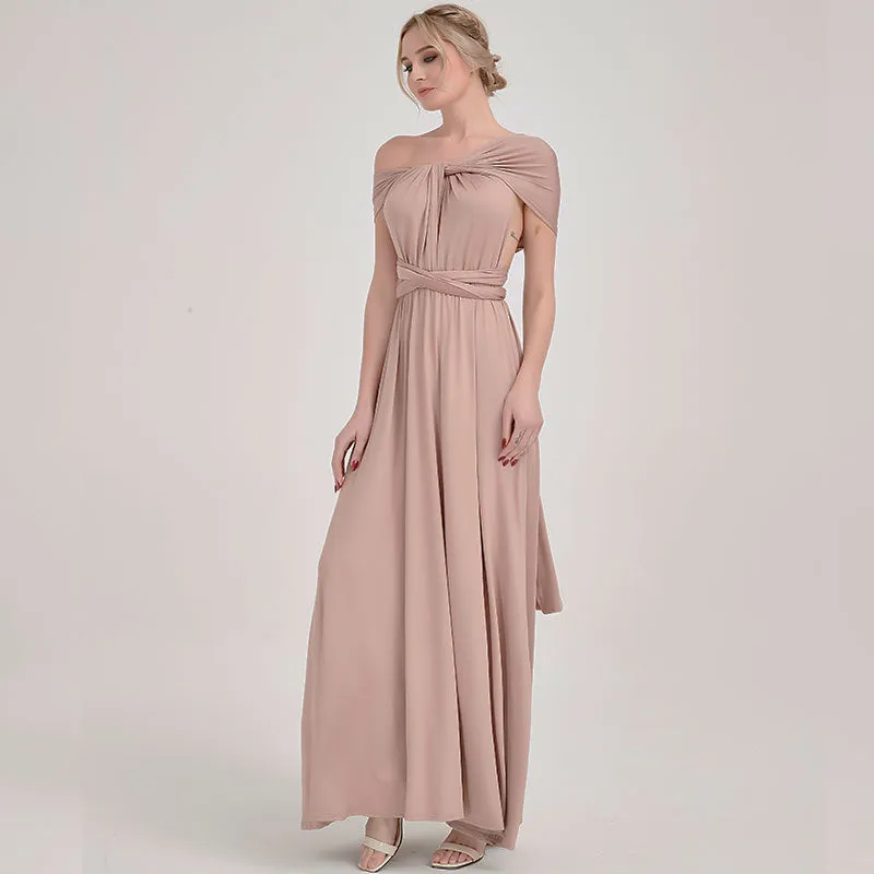 [Final Sale] Taupe Infinity Wrap Bridesmaid Convertible Dress