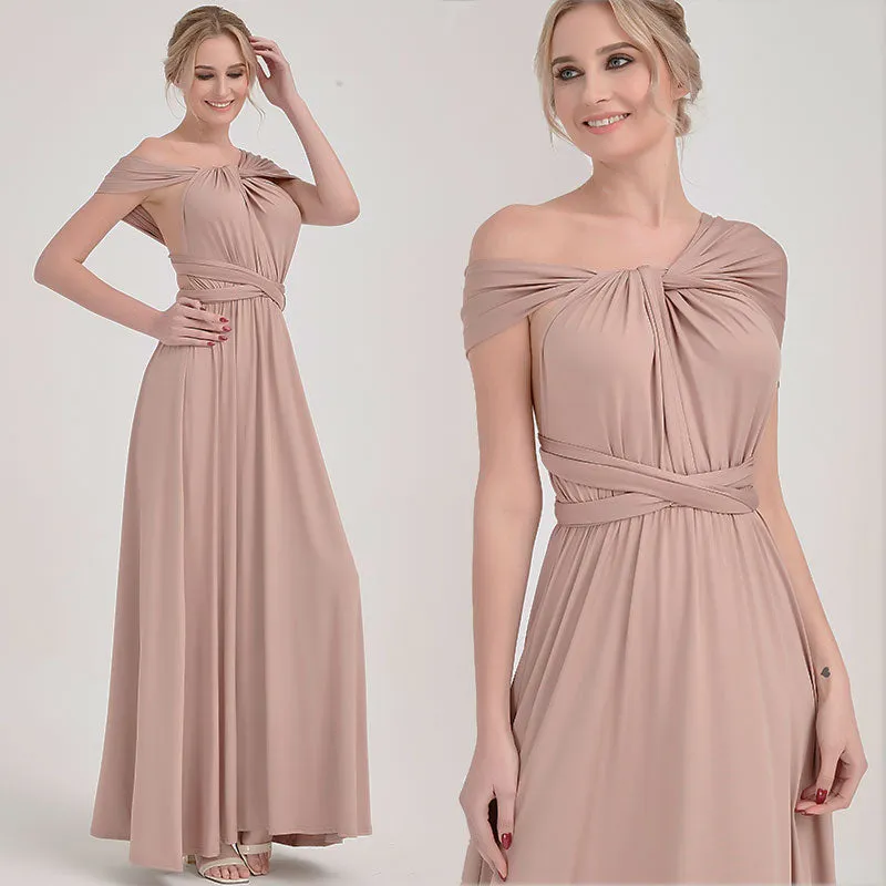 [Final Sale] Taupe Infinity Wrap Bridesmaid Convertible Dress
