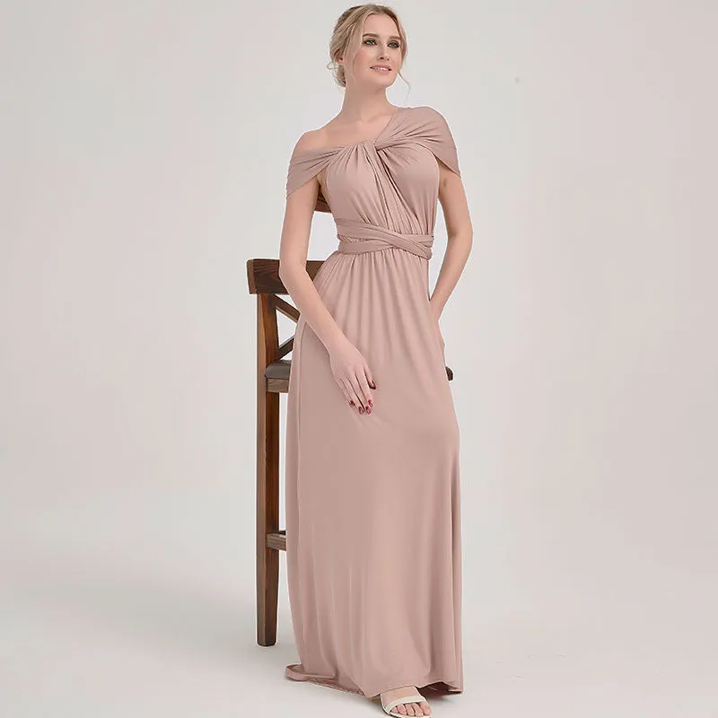 [Final Sale] Taupe Infinity Wrap Bridesmaid Convertible Dress