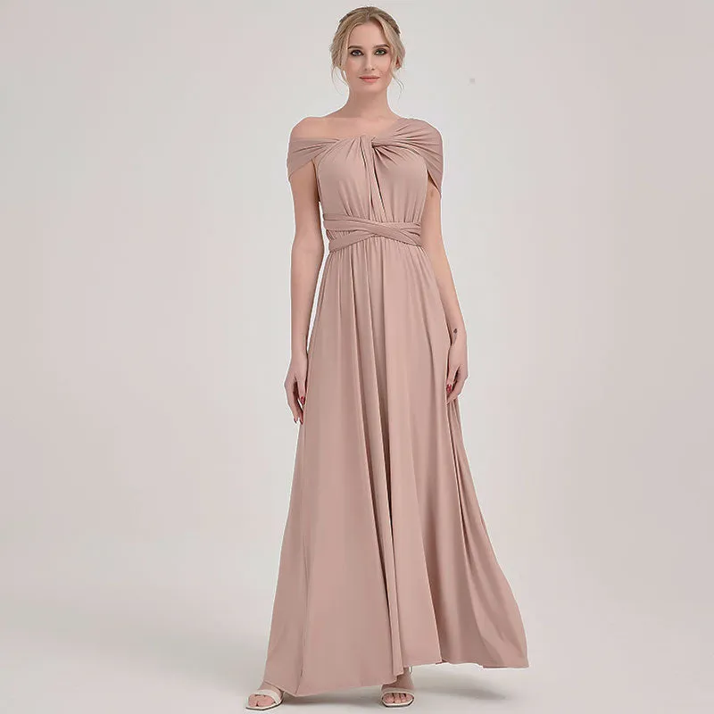 [Final Sale] Taupe Infinity Wrap Bridesmaid Convertible Dress