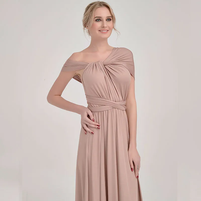 [Final Sale] Taupe Infinity Wrap Bridesmaid Convertible Dress