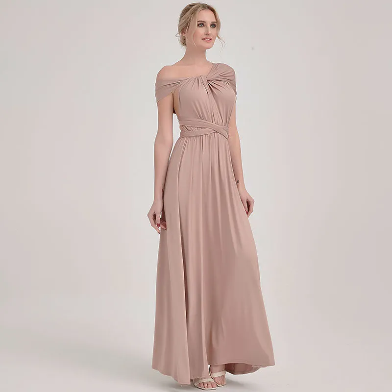 [Final Sale] Taupe Infinity Wrap Bridesmaid Convertible Dress