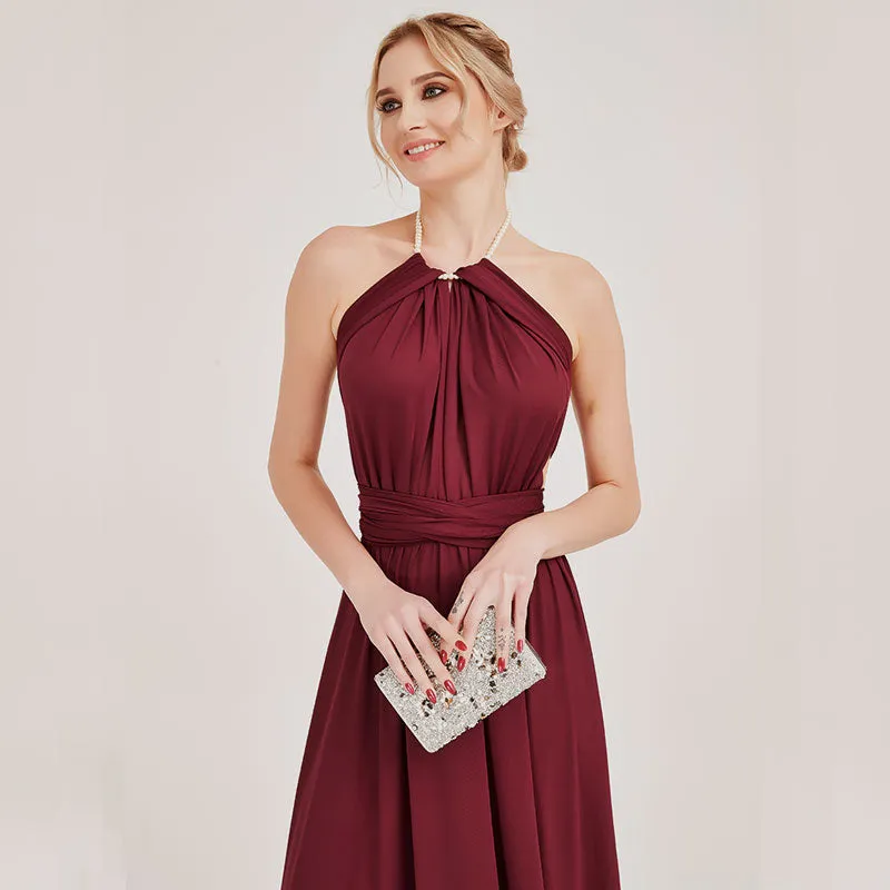 [Final Sale] Wine Red Infinity Wrap Maxi Bridesmaid Dress
