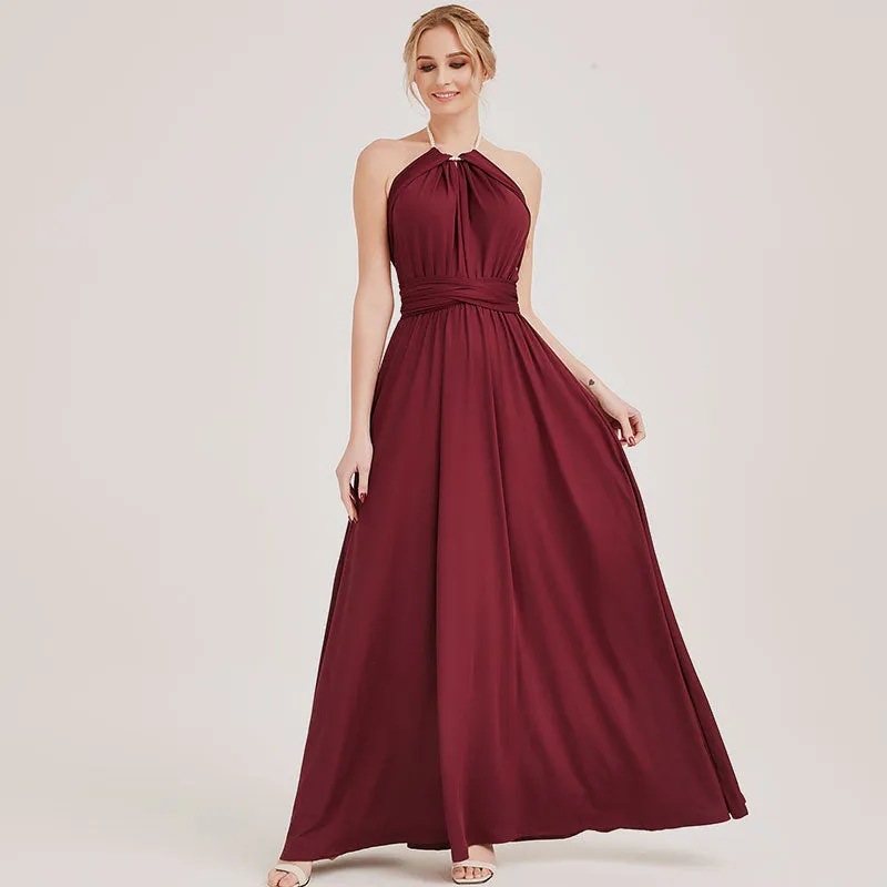 [Final Sale] Wine Red Infinity Wrap Maxi Bridesmaid Dress