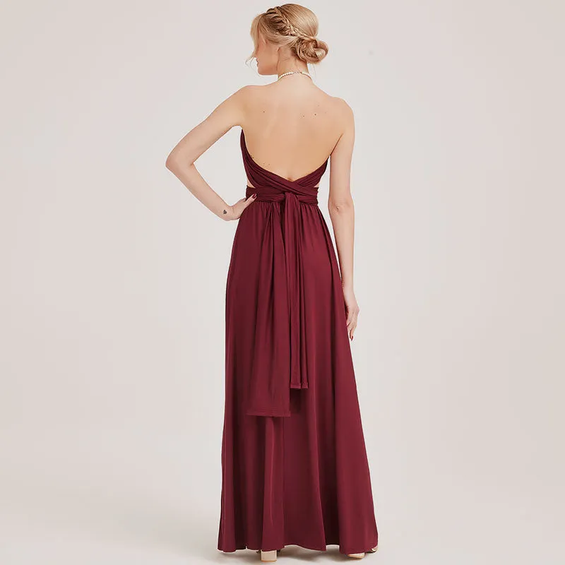 [Final Sale] Wine Red Infinity Wrap Maxi Bridesmaid Dress
