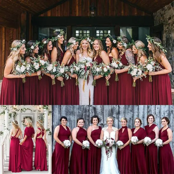 [Final Sale] Wine Red Infinity Wrap Maxi Bridesmaid Dress