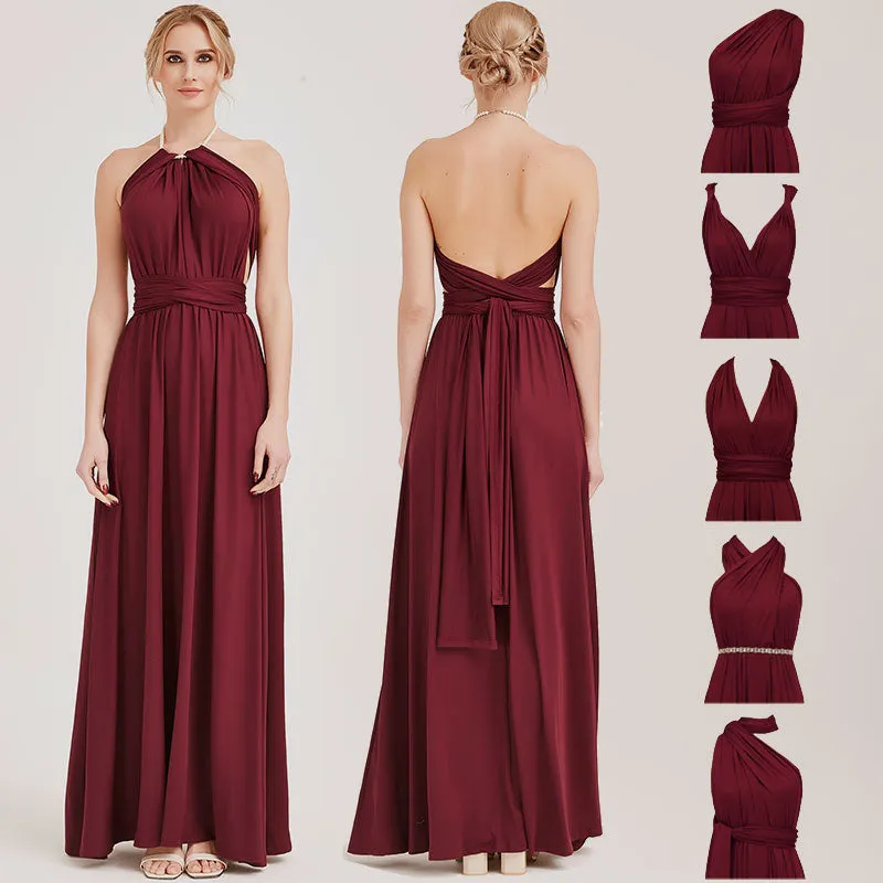 [Final Sale] Wine Red Infinity Wrap Maxi Bridesmaid Dress