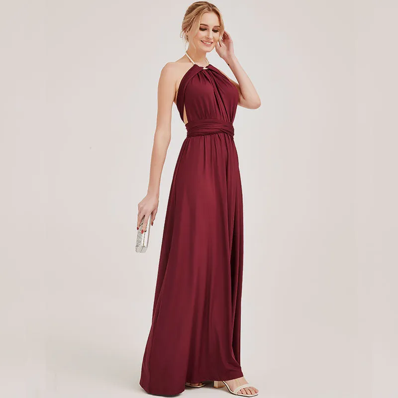 [Final Sale] Wine Red Infinity Wrap Maxi Bridesmaid Dress
