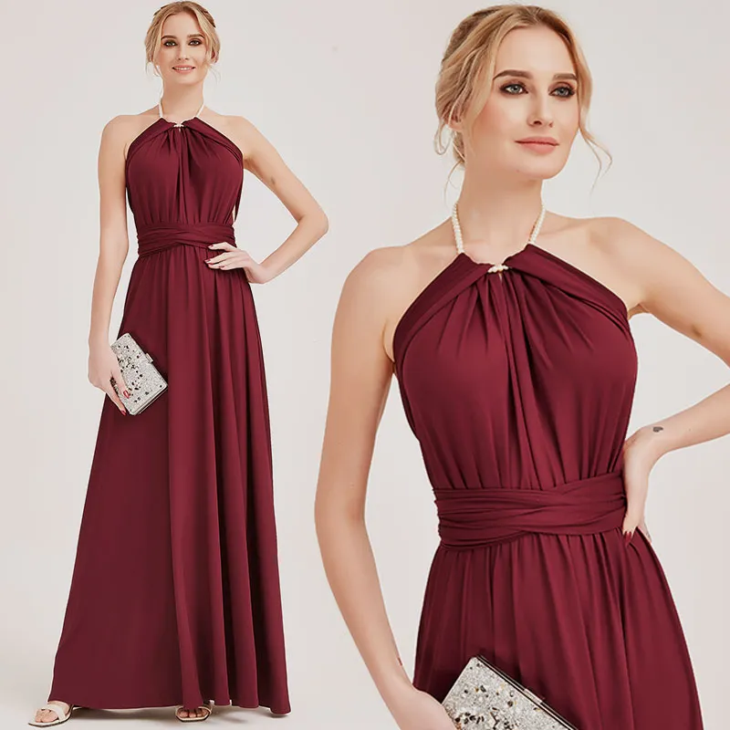 [Final Sale] Wine Red Infinity Wrap Maxi Bridesmaid Dress