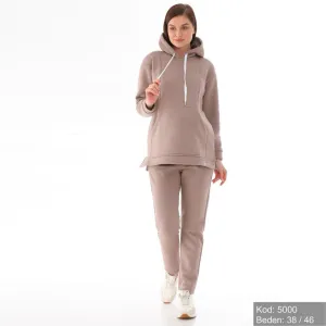 Fleece Inside Maternity Nursing Tracksuit Beige