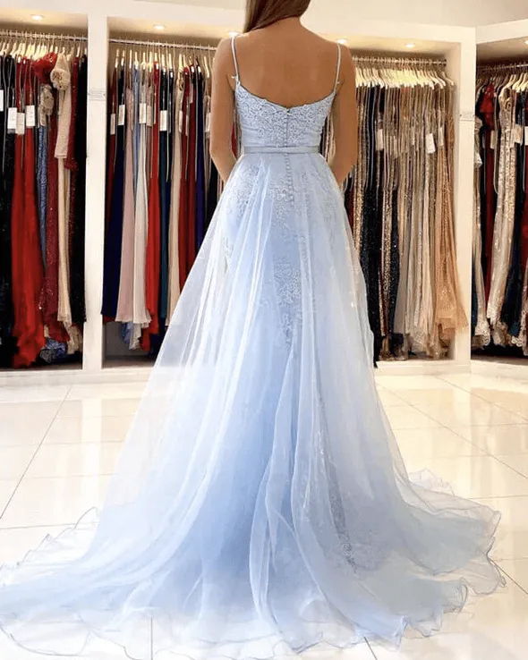 Floor Length Mermaid Sage Green Prom Dresses 2024 Lace Removable Train