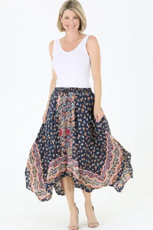 Floral Tassel Midi Skirt
