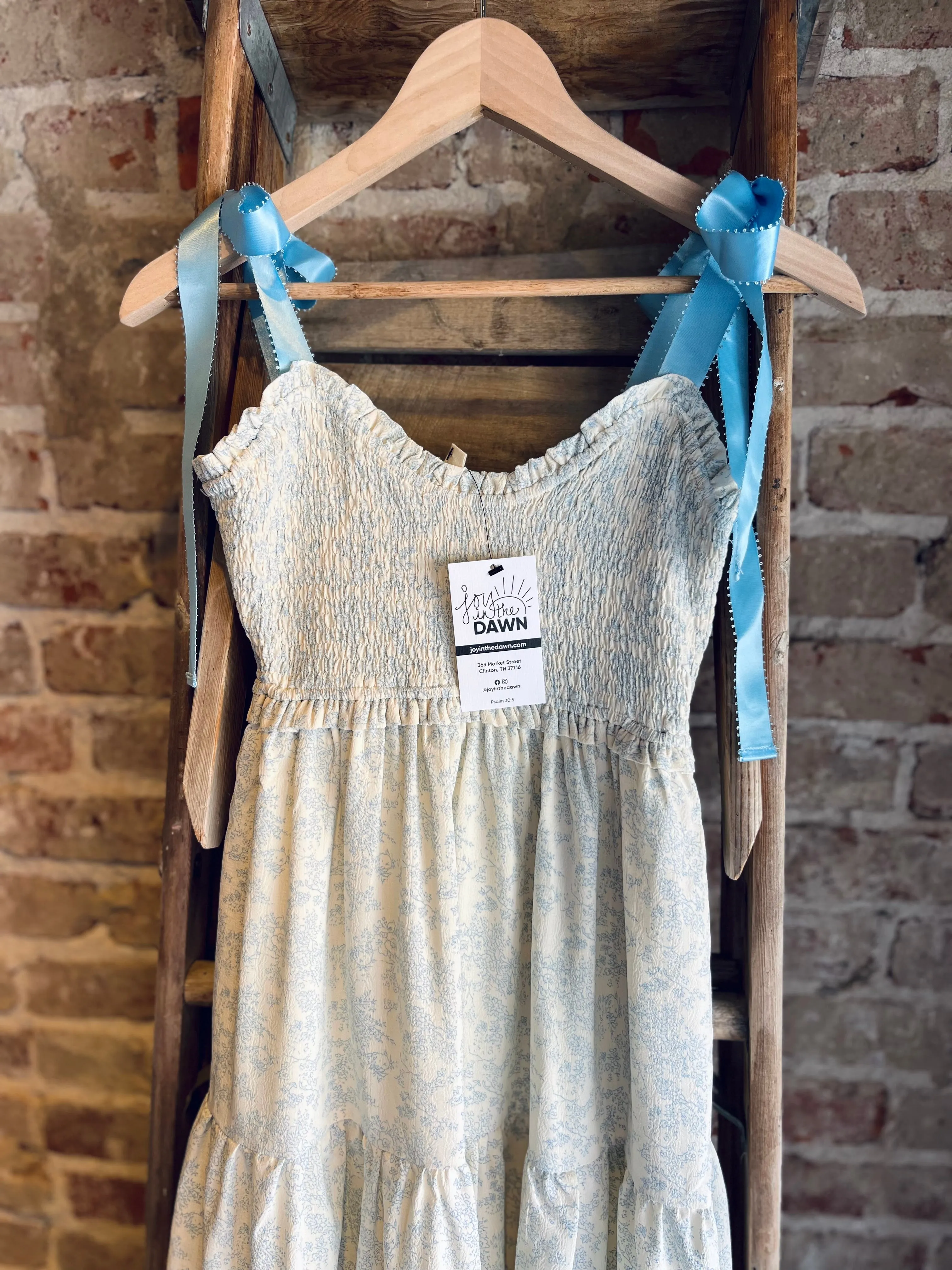 Floral Tiered Dress - Baby Blue