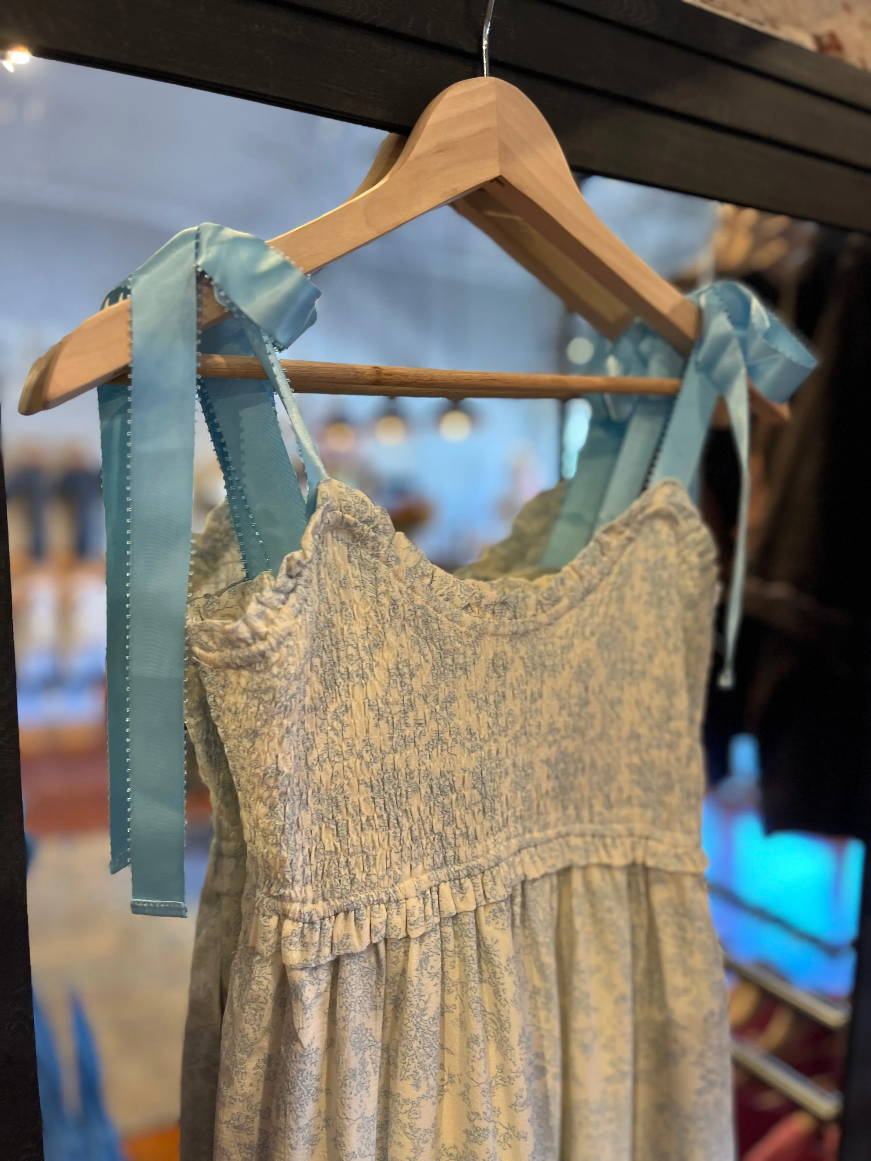 Floral Tiered Dress - Baby Blue