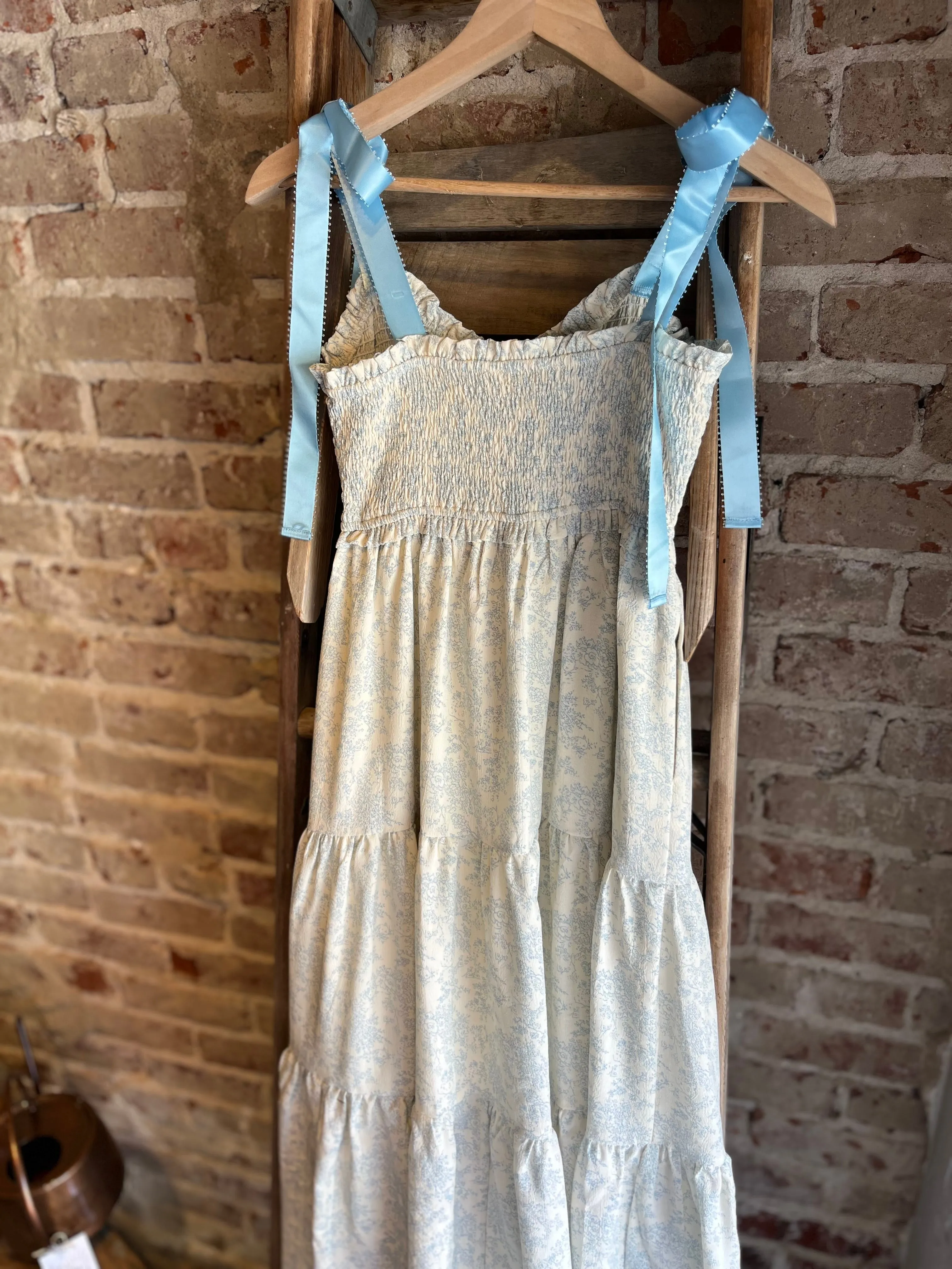 Floral Tiered Dress - Baby Blue
