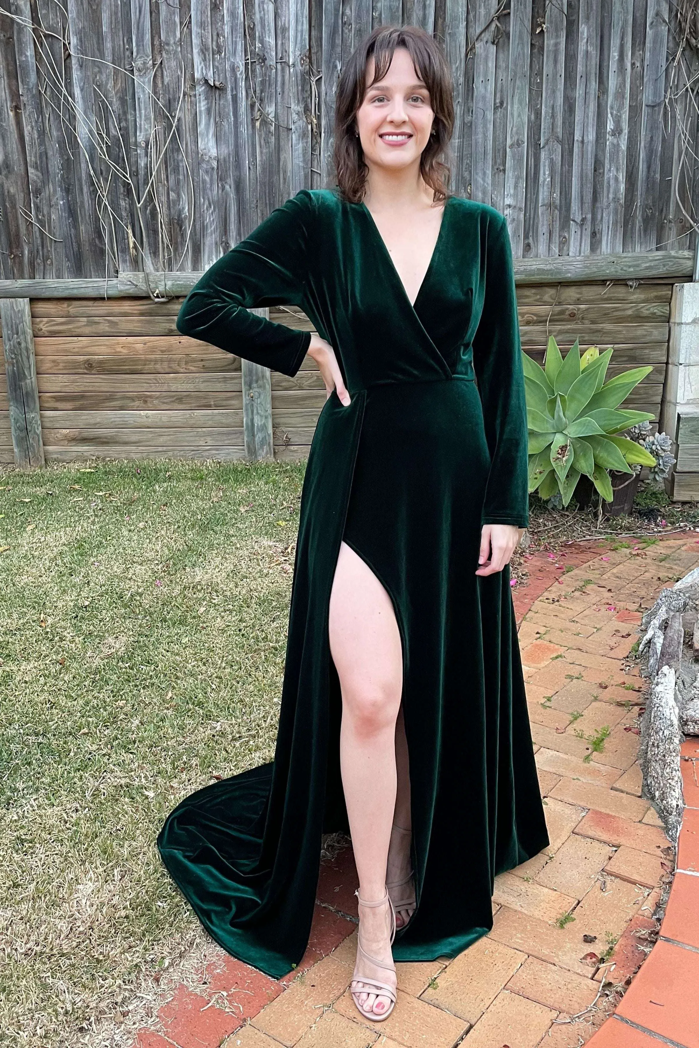 Fontaine Velvet Dress (Emerald) - RRP $389