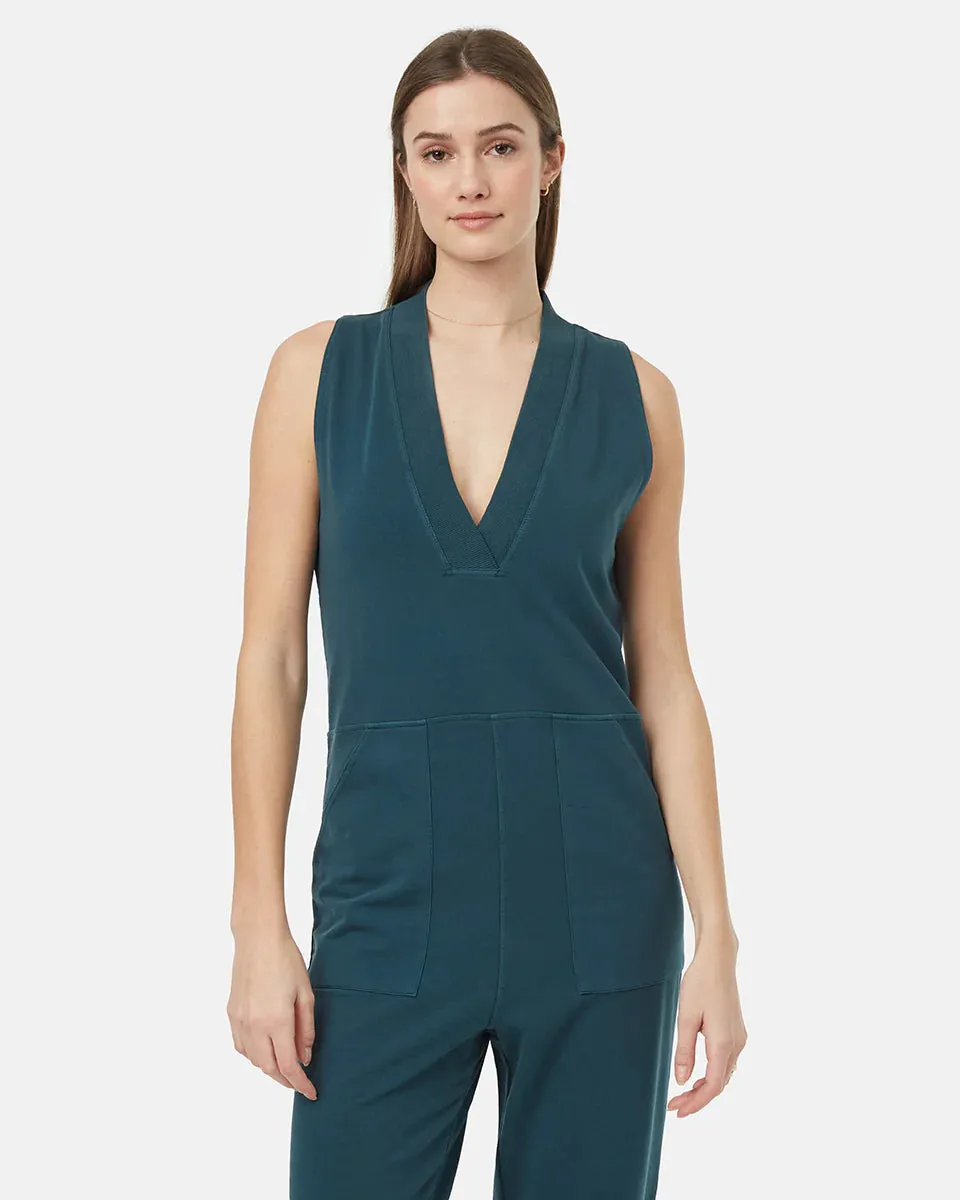 French Terry V-Neck Jumpsuit