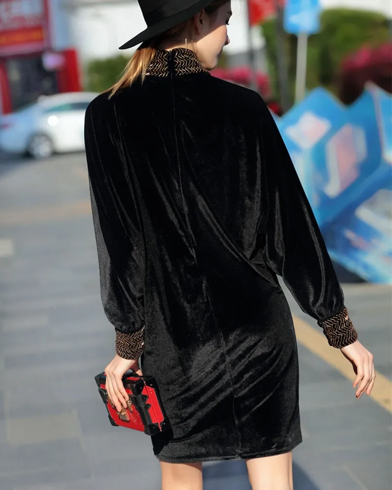 Geneva Landry Vintage Velvet Long Sleeve Runway Dress