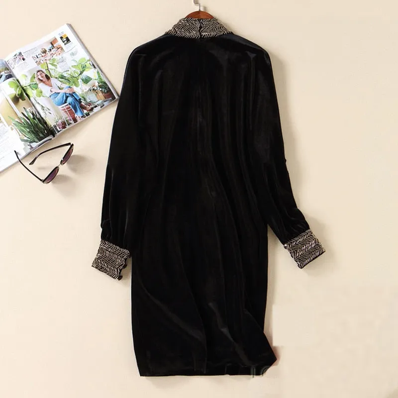 Geneva Landry Vintage Velvet Long Sleeve Runway Dress