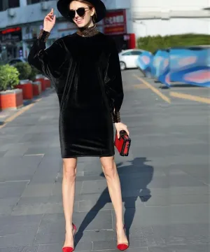 Geneva Landry Vintage Velvet Long Sleeve Runway Dress