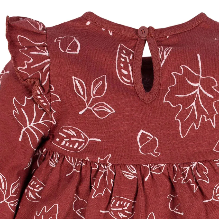 Gerber Childrenswear - Babydoll Dress - Orange Leaves