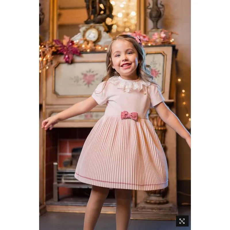 Girls Pale Pink Pleated Dress