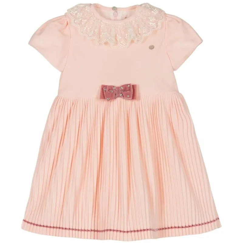 Girls Pale Pink Pleated Dress