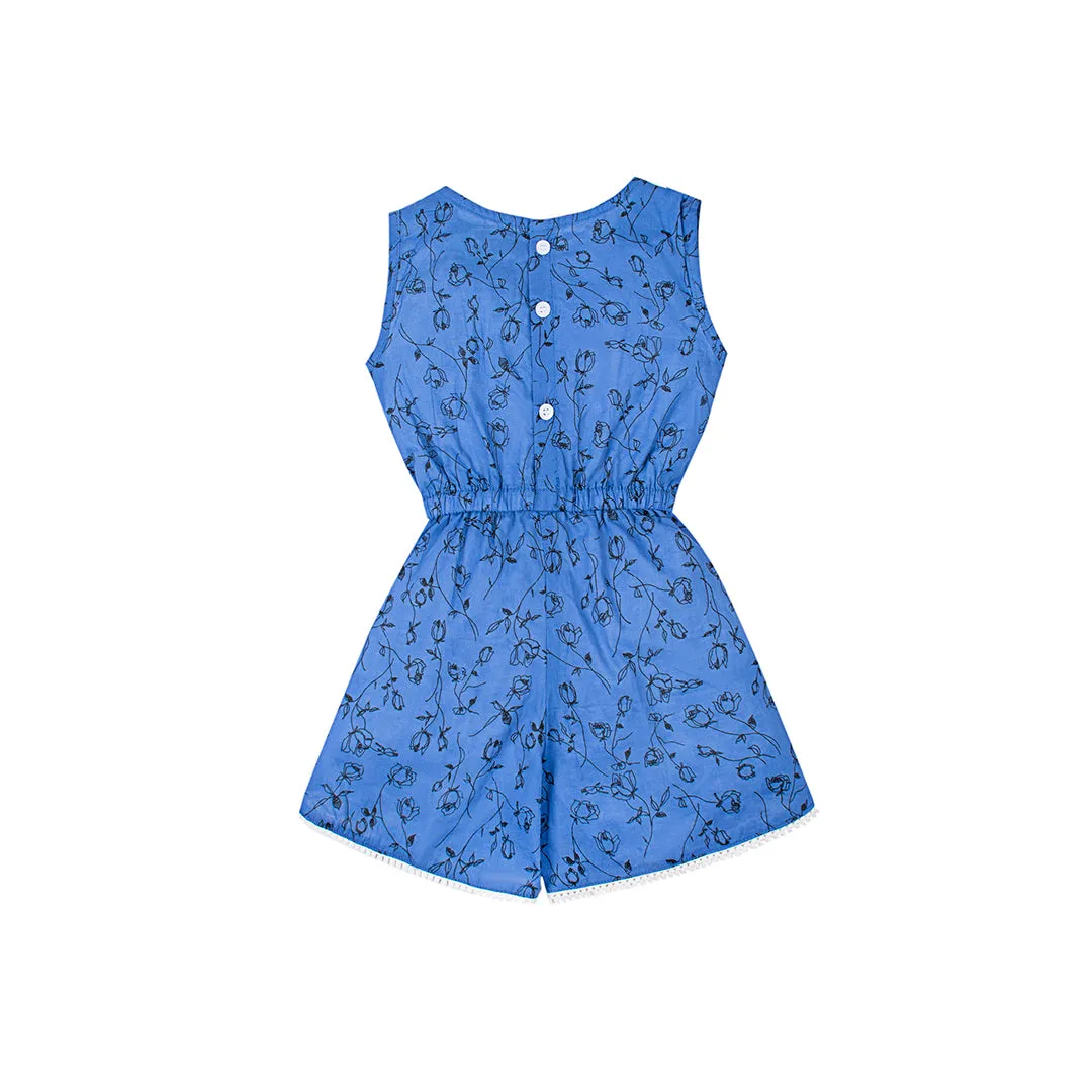 Girls Printed Flower Romper