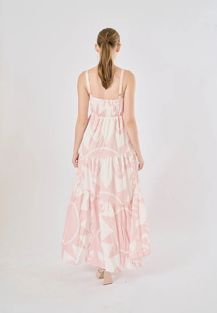 Hanse Pastel Pink Bohemian Floral Print Maxi Dress