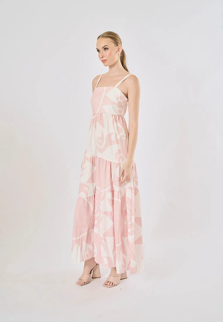 Hanse Pastel Pink Bohemian Floral Print Maxi Dress